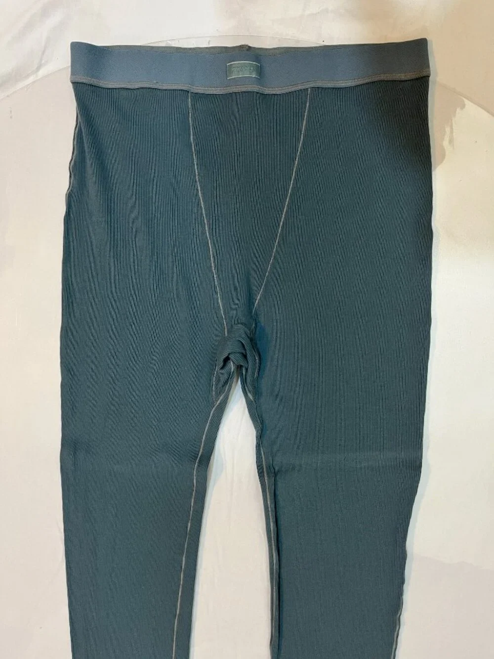 SKIMS Ribbed Leggings XL Blue Gray Contrast Seam High Waist Pants-FLAW